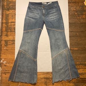 Rare Free people vintage flare jeans geometric pattern